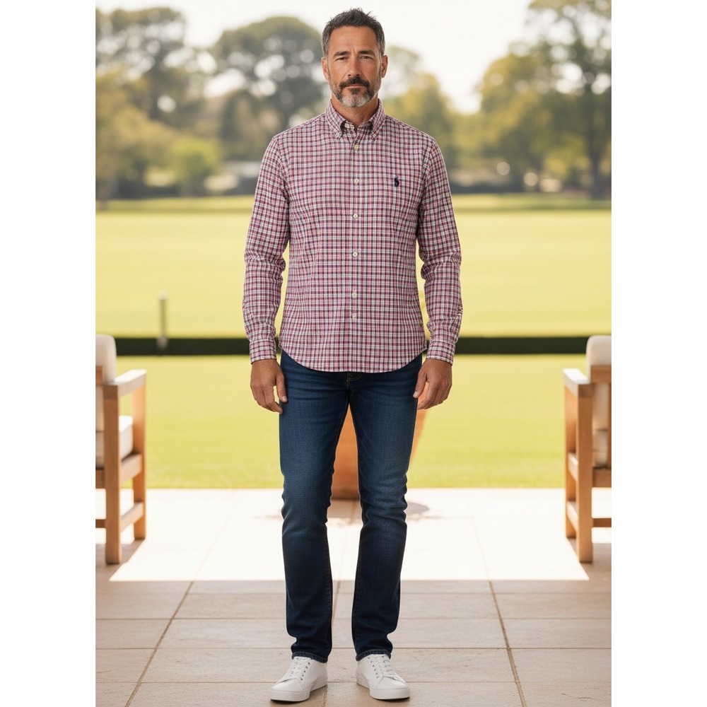 Polo Ralph Lauren Mens Non-Iron Plaid Button Down Shirt Red Green Blue Small